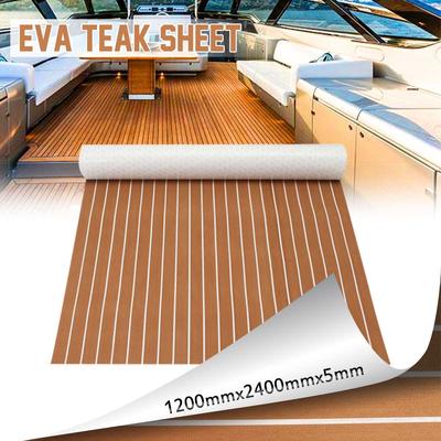240cm Self-Adhesive EVA Foam For Boat Marine Flooring Faux Teak Decking Sheet Marine Striped Yacht Mat Deck Mat Vehicle Pad