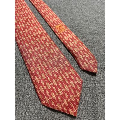 Used 【Beautiful Condition】HERMES Tie All-over Pattern Red