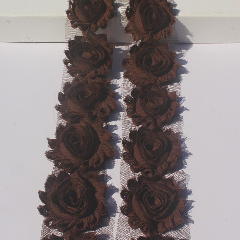 1 år 2,5 tum Shabby Chiffonblommor för Babyflickors Hårband Chiffon Fransiga Blommor för Att Göra Barn Romper Klänningstillbehör