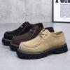 Kangaroo shoes men's leather classic outdoor mountaineering tooling shoes retro casual leather shoes heightened platform derby shoes