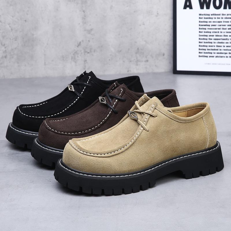 Kangaroo shoes men's leather classic outdoor mountaineering tooling shoes retro casual leather shoes heightened platform derby shoes