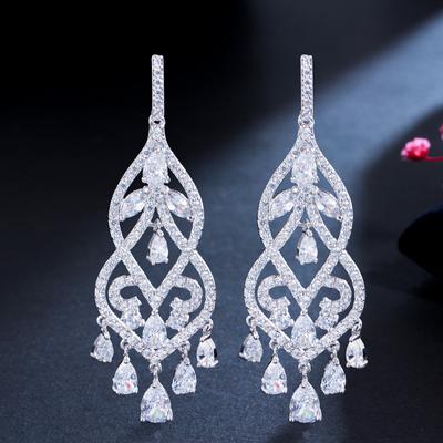 Temperament Long Fringed Earrings, Zircon Bridal Stud Earrings, Ear Jewelry, Women