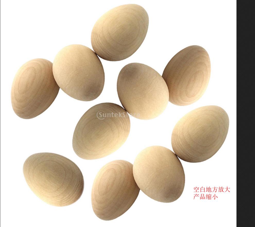 10x Wooden Blank Eggs Manual Graffiti Unfinished Wood with Flat Bottom for DIY Crafts