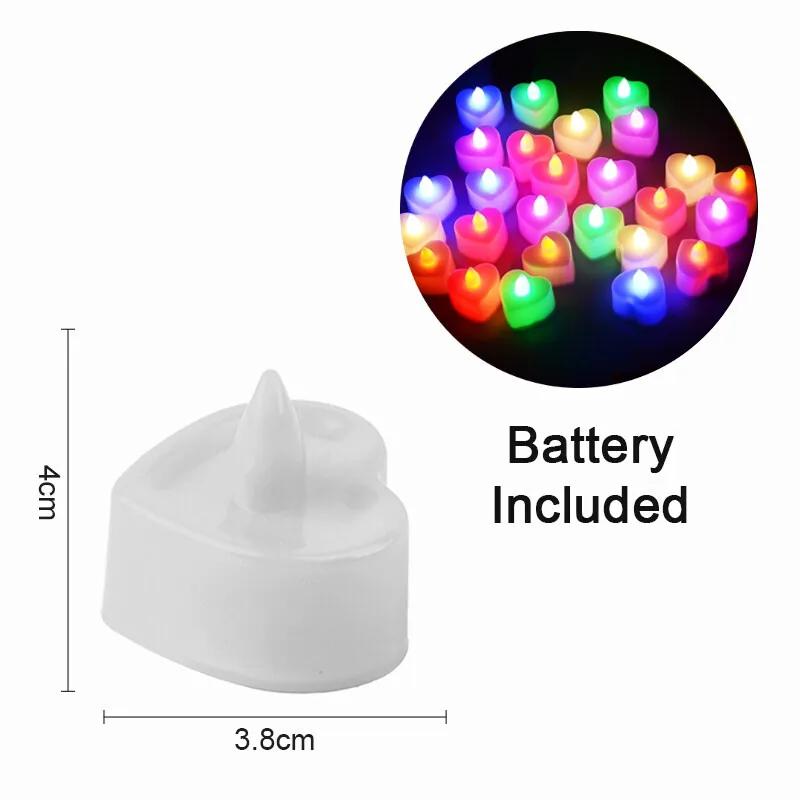 4/8Pcs Heart Shaped LED Tealight Candles Battery Operated Flickering Candles for Romantic Wedding Proposal Party Home Decor