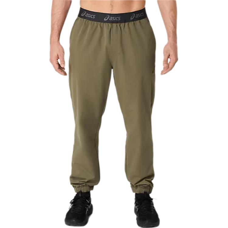 ASICS Knitted Sweatpants Men's Green Moderate Straight Fit Pants 2031E907-300