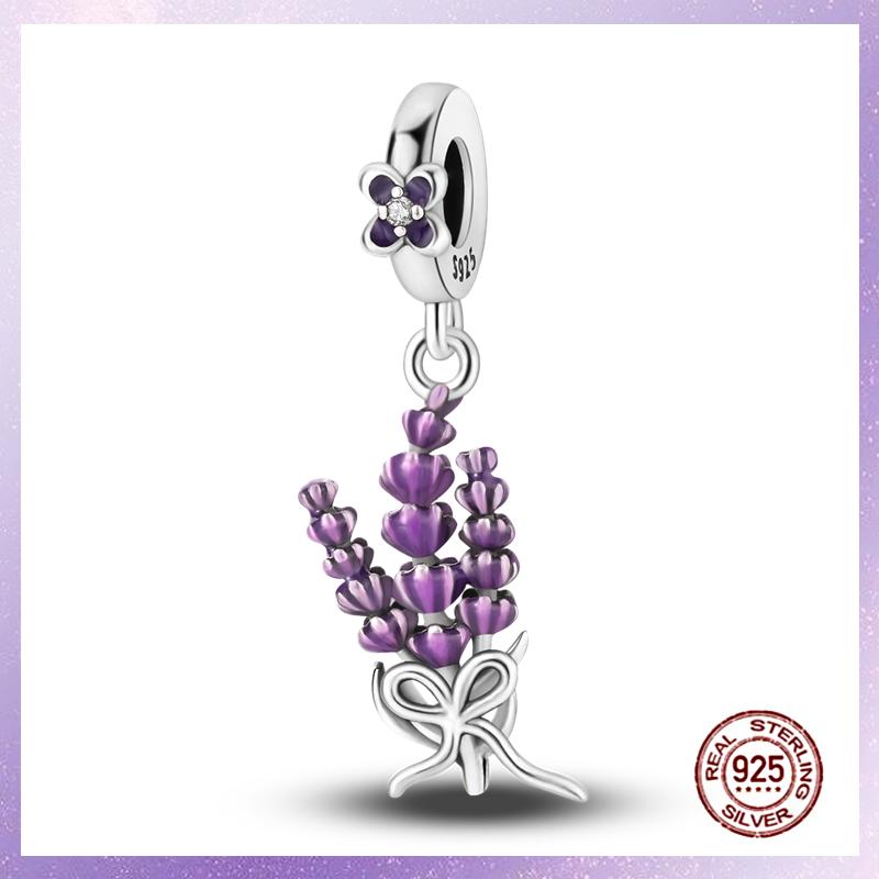 Purple Charms Copper Fit Original Pendant Bracelet Butterfly Glass Heart Feather Clip Charm Dangle Luminous Bead Diy Jewelry