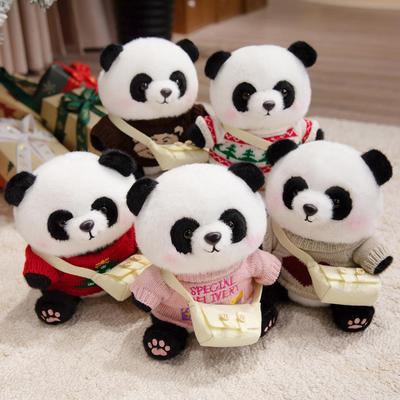 Cute Cute Dressed Panda Doll Plush Toy Black and White Panda Doll Children's Company Soothing Doll