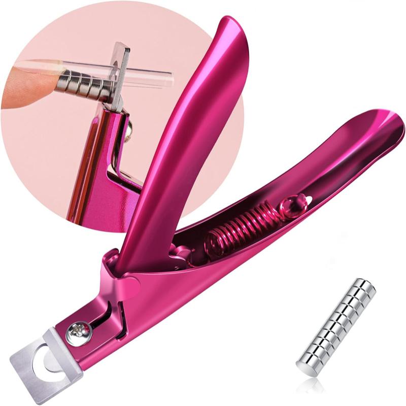 Professional Nail Clipper U Shape Stainless Steel Trimming Straight Cutter With 10Pcs Magnet Nail Art Trimmer Kit Manicure Salon