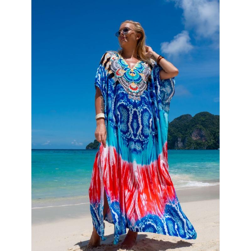 Damska Moda Lato Wiosna Panterka Rękawy 1/2 Dekolt V Luźna Talia Sukienki Casualowe