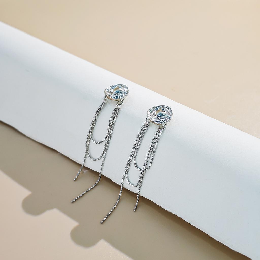 Fashionable Tassel Earrings with Shimmering Zircons for Trendy Girls
