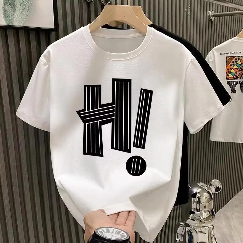 

Футболка с модным принтом из букв, мужская хлопковая дышащая впитывающая пот спортивная одежда, новые футболки, уличная одежда, свободная повседневная одежда 4XL
