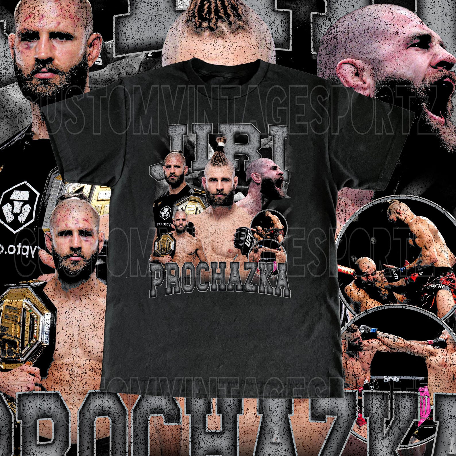Vintage Jiri Prochazka Shirt - Custom Cracked Retro Design High Quality Tee MMA Fan Fighting Adult & Kids Sizes 2XL