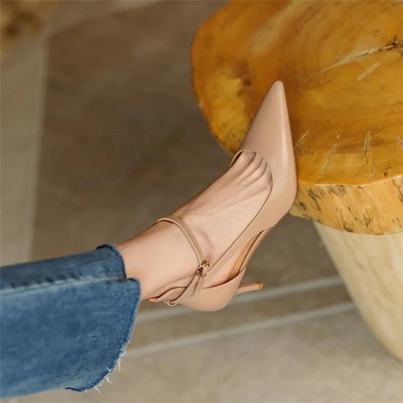 Fashion Heels Women 2025 Spring Solid Colors Pointed Medium Heels Elegant Casual Fashion Shoes Party Sandals Pumps Zapatos