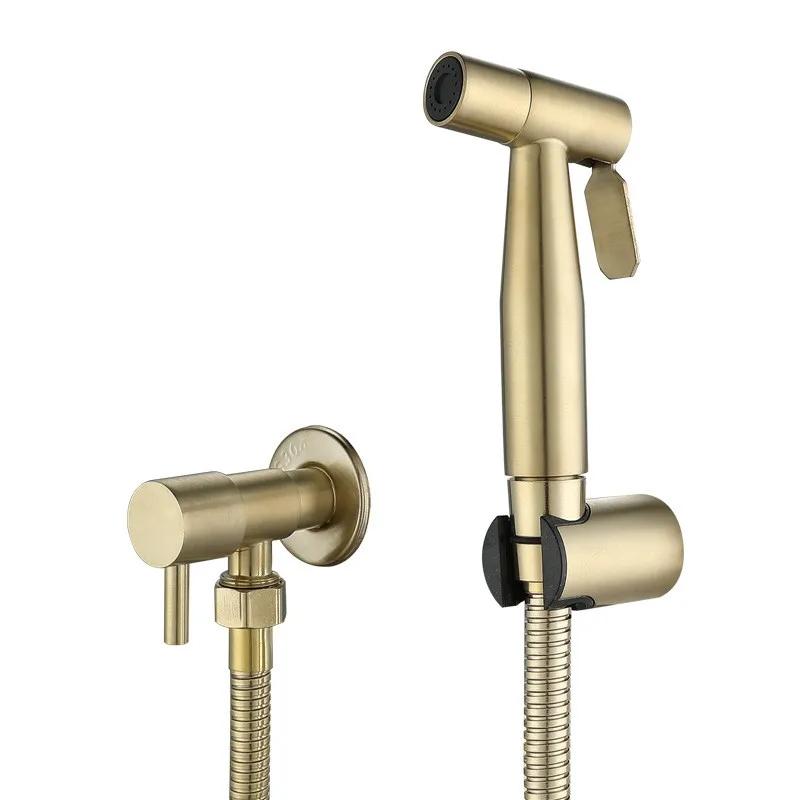 

Tuqiu Black Toilet bicet spray set SUS304 Brushed Gold Bidet faucet Распылитель для ванной комнаты Shower bicet gun High Pressure