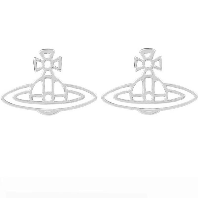 Серьги-гвоздики Планета Сатурн Пустота Императрица Вдова Гладкая Поверхность - Элегантные Французские Универсальные Высококачественные Серьги серебряный