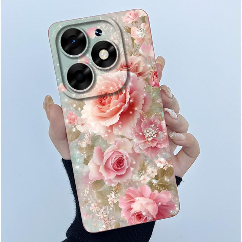 For itel S23 Plus Phone Case S681LN Cover Fashion Simplicity Oil Painting Floral Soft Liquid Silicone Shell For itel S23+ Fundas
