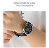 Bamboo Pattern Genuine Leather Watch Strap with Soft Cowhide and Butterfly Buckle for Men and Women