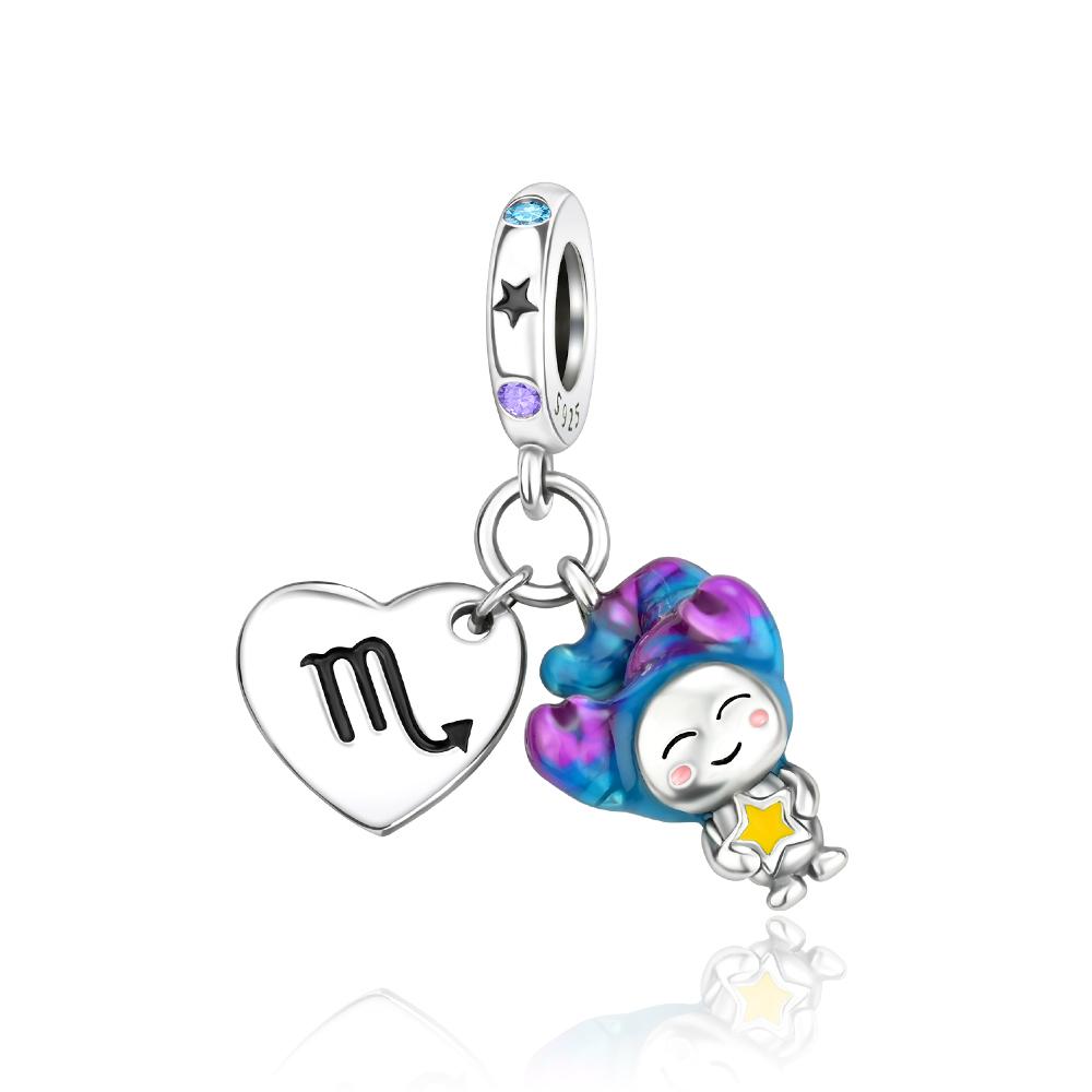 Popular Copper Rose Heart Shape Beads & Scorpio Dangle Charm Fits Bracelet Exquisite Necklace Women'S Jewelry Gifts