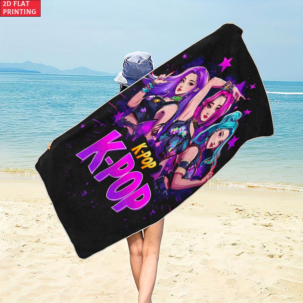 1PC K-Pop Trio Beach Towel Soft Ultra-Absorbent Microfiber Lightweight for Beach, Party, Travel & Camping