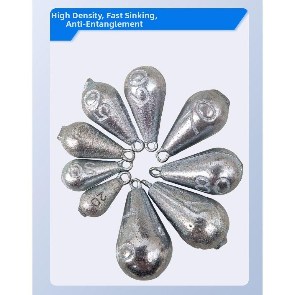 5 Pieces Pack 20g-120g Range Fishing Sinkers Iron Material Teardrop Sinkers  For Fishing