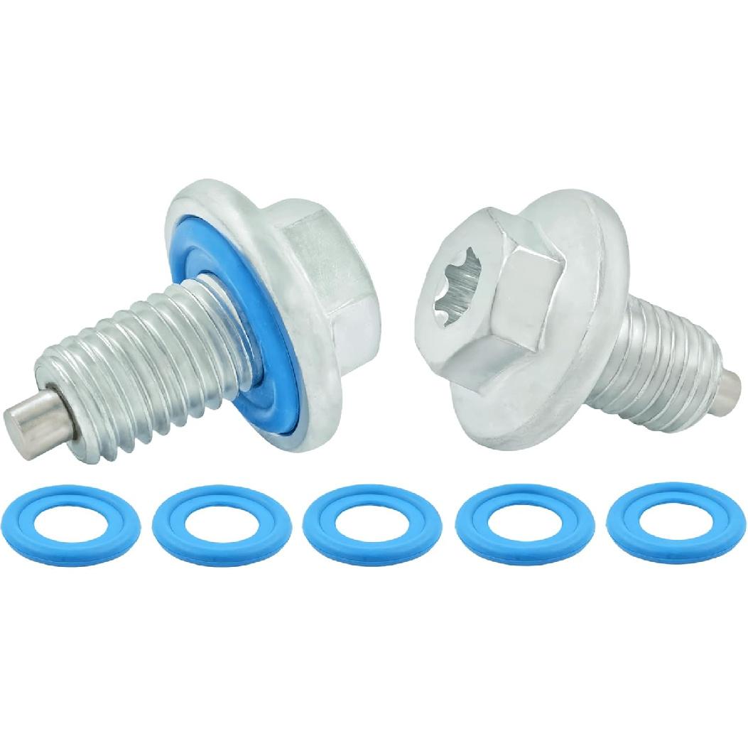 

2PCS Magnetic Oil Drain Plug M12-1.75, 15Mm Hex Head T45 Torx Compatible With Ert Gasket, More 5PCS Gasket, Fit For GMC, Buick, Cadillac, Chevrolet,