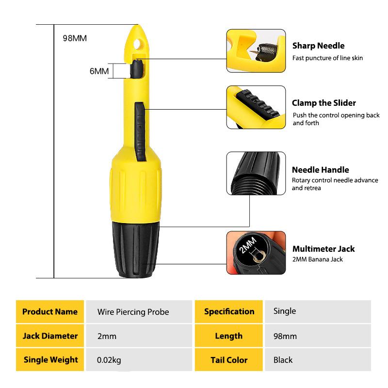 

Автомобильные аксессуары Прокалывающий изоляцию щуп для проводов Изолирующие прокалывающие разъемы для мультиметра Вольтметр Вольтметр Термометр Сервисный инструмент