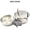 Camping Cookware Mess Kit for 4 Persons Stainless Steel Cooking Set with Pot Pan Soup Spoon Bowls