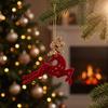 Seasonal Garland Door Decorations Flocked Christmas Ornaments with Gold Edging, Retro Red Velvet Hanging Holiday Tree Decoration, Elk Gingerbread Man