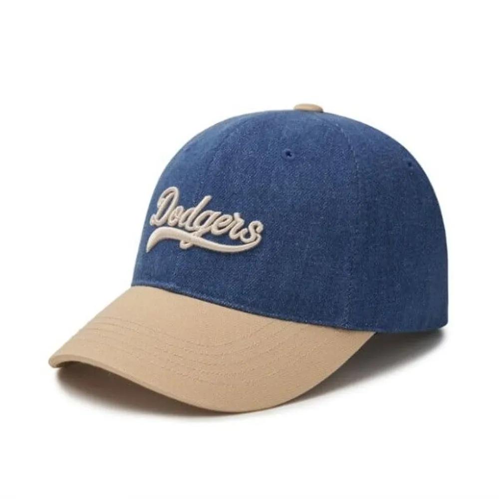 [MLB] M Cap GQC 3ACPVD24N-07INS Cursive Lettering Denim Color Block Unstructured Ball Cap LA Dodgers FREE