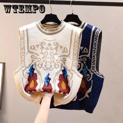 Pull gilet col en v Argyle haut court Chic Style Preppy tricoté étudiants Harajuku Vintage Streetwear mince loisirs mode femmes