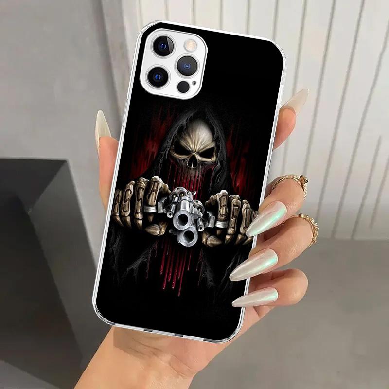 Reaper Skull Skeleton Gun Phone Case for Iphone 17 Air 16 15 Plus 14 13 Mini 12 11 Pro Max 16E 7 8 SE 2020 Soft Funda Print Shel