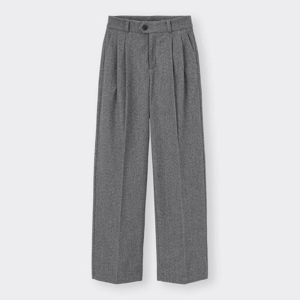 GU by Uniqlo Herringbone Tuck Wide Pants+ec  80.0cm Long 