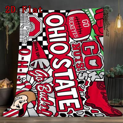 Ohio Eagles Blanket 2D Flat Pattern Flannel Blanket High Quality All Seasons Warmth and Comfort Perfect for Christmas Gifts.