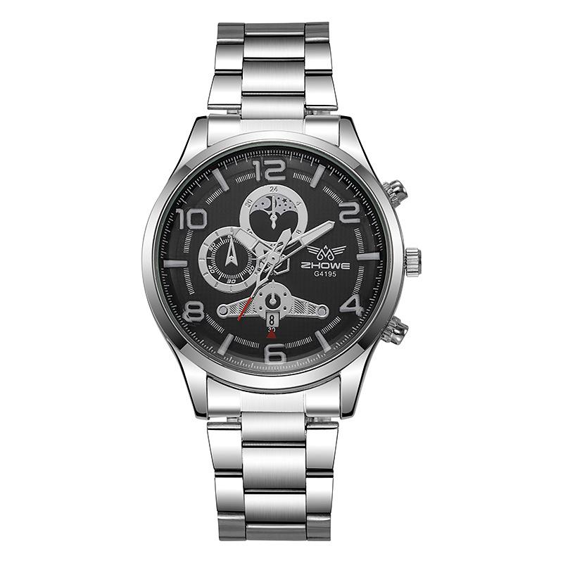 Men'S Watch Multi-Function Luminous Waterproof Quartz Watch Business Steel Belt Watch