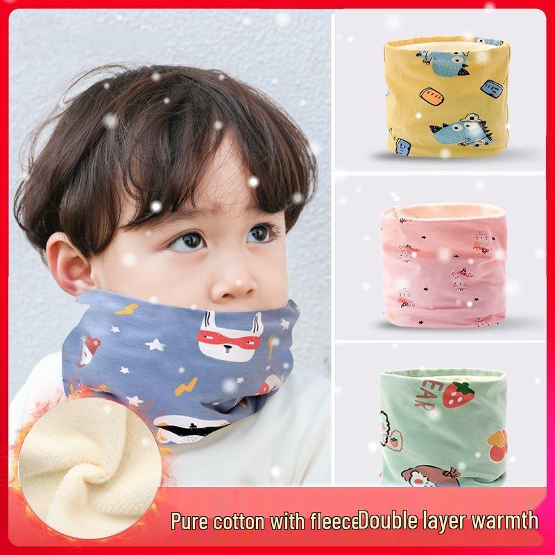 Children's Cotton Velvet Snood: Winter Warm Pullover Scarf for Boys & Girls