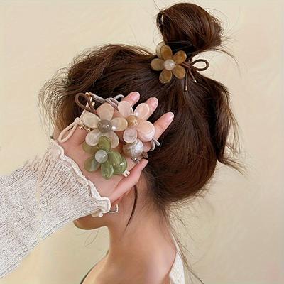 10/5 Stück Neue Mode Süße Blume Elastische Haarbänder, Damen Süße Ins Haarbänder, Schönes Blume Dekorative Haarband
