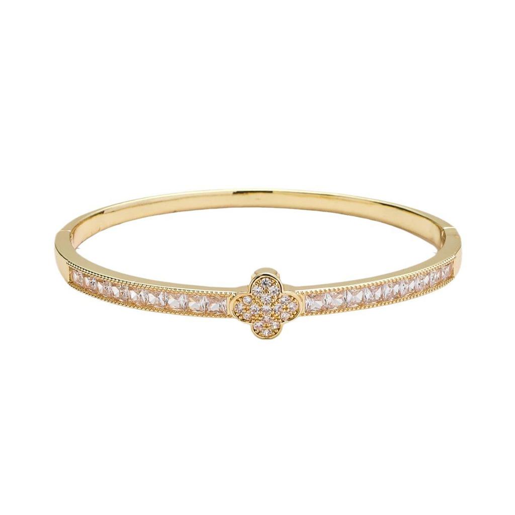 Cross Flower Zircon Bracelet: Light Luxury Mother-of-Pearl Four-Leaf Clover Jewelry