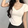 Women's V-Neck Slim Fit Short-Sleeve Irregular Hem Summer Top 2025