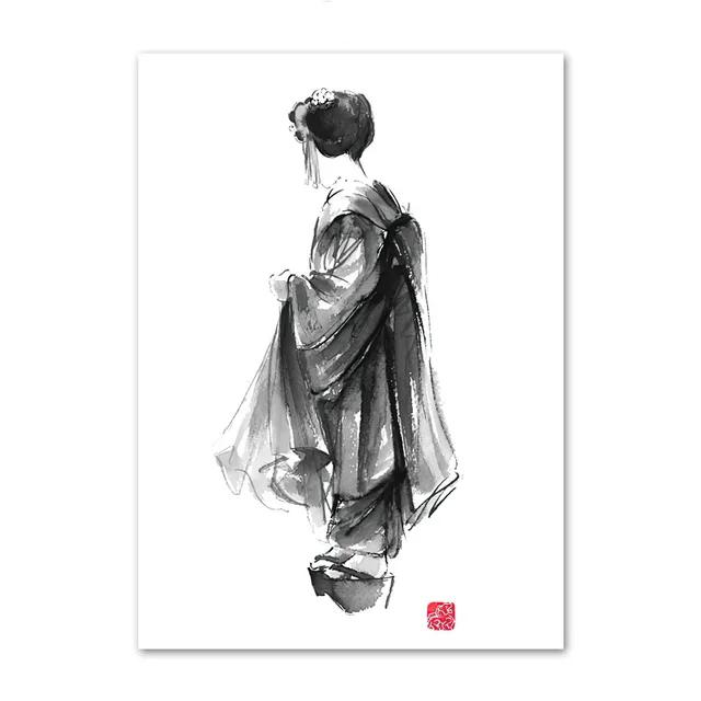 Japanese Minimalist Black Shotokan Samurai Karate Art Ink Canvas Painting Posters and Prints Wall Pictures for Living Room Decor