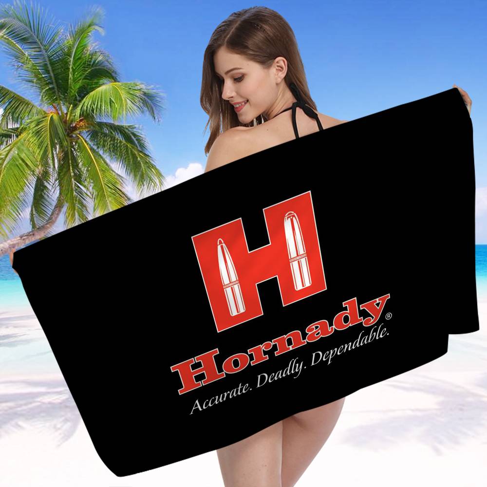 H-Hornady Logo Fashion Beach Towel Colorful Bath Towels For Girl Microfiber Quick Dry Custom Sand Free Beach Yoga Spa Gym Pool