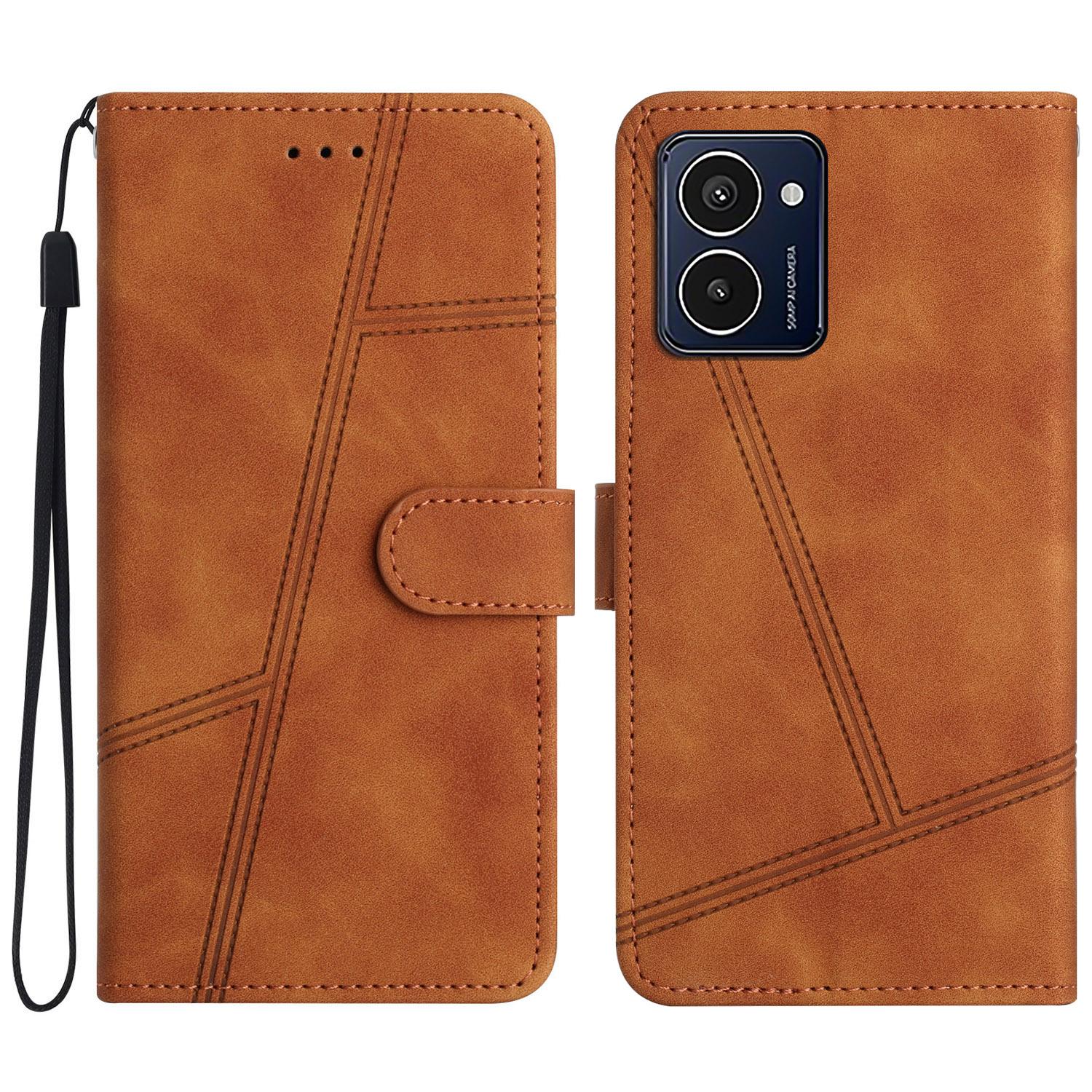 

Для HMD Pulse Pro Чехол Флип Кожаный Ретро Чехол для Телефона С Тиснением Линий Brown