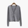 Loose and Versatile V-neck Knitted Cardigan Autumn Sweater with Temperament Long-sleeved High-waisted Short Jacket Tide