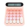 Mechanical Switch Calculator LCD Display 24 Keys Automatic Sleep Desktop Calculators for Business Office Students Pink