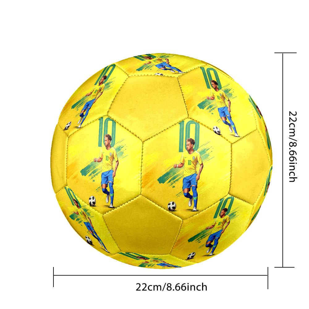1PC Neymar Record Breaker Size 5 Soccer Ball PrahaIndoor Soccer Ball Colorful All Ages Machine Stitched PVC Competition Ready Durable High-Bounce