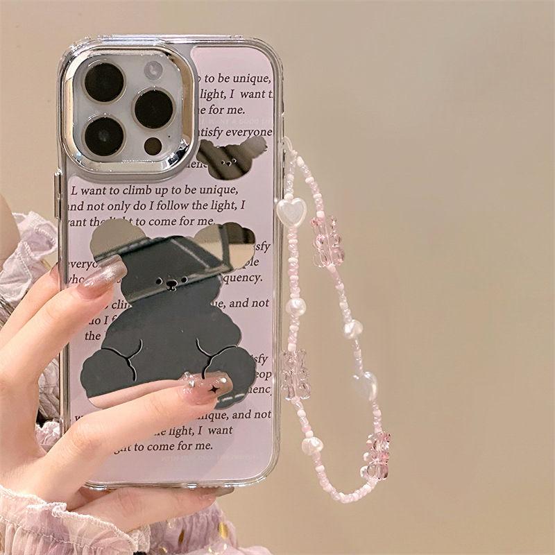 Full screen English bear for iPhone17PorMax mobile phone case 16 Apple 12 mirror 14/13 large hole 15