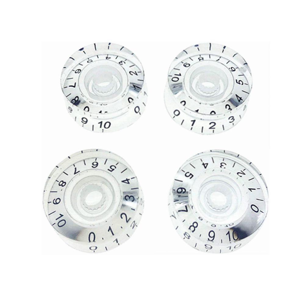 4Pcs Guitar Volume Knobs Top Hat Knobs Speed Volume Tone Pedal Control Knobs For Electric Guitar Bass Transparent