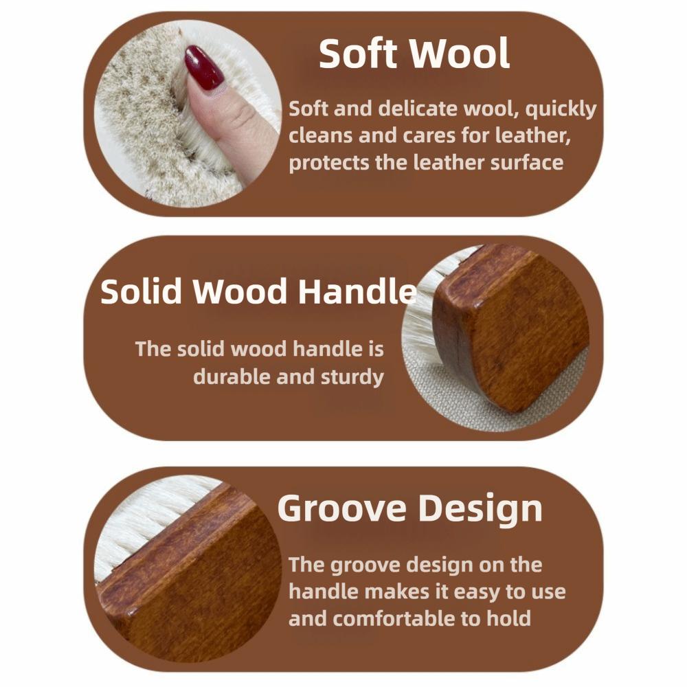 Soft Wool Shoe Care Brush Wood Handle Multifunction Boot Polishing Cleaner Durable Maintenance Leather Care Brush Household