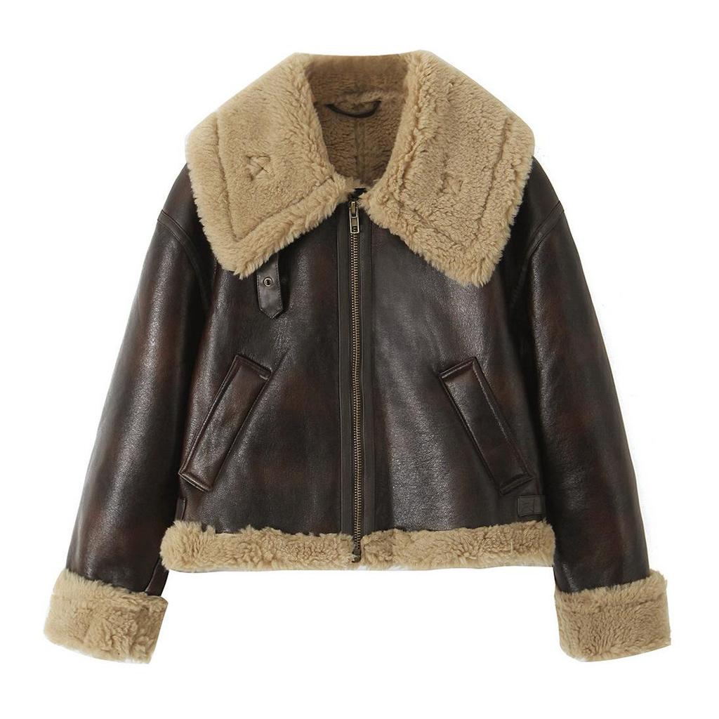 Women's Thickened European & American Fur-Integrated Loose Short Jacket