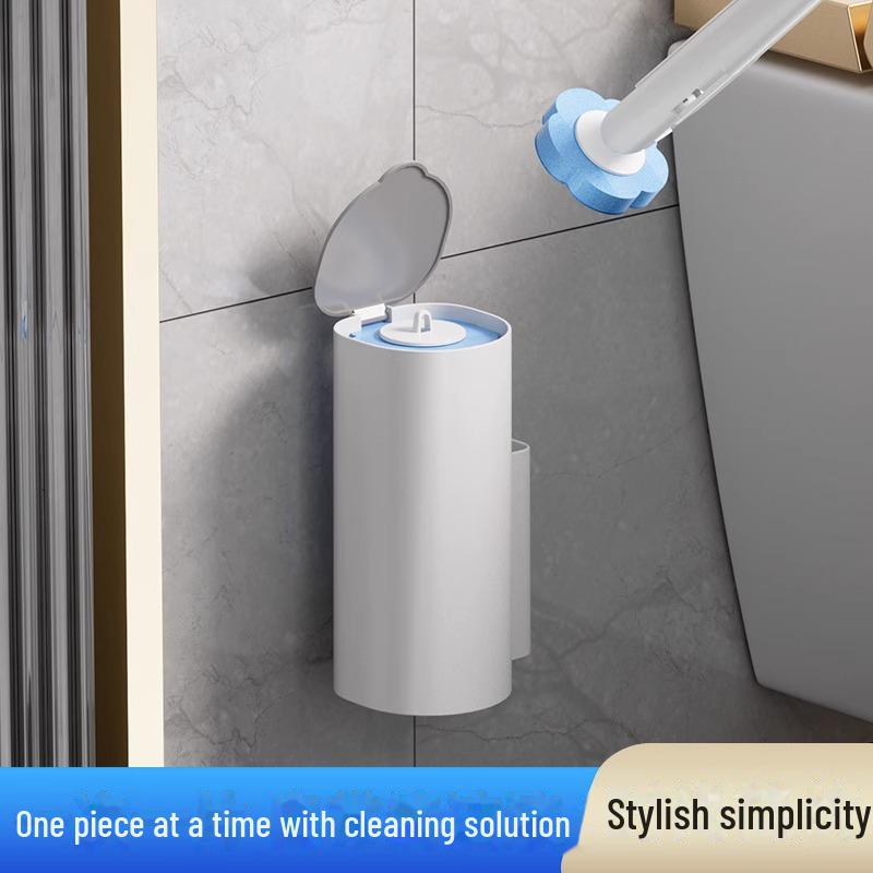 Engangs veggmontert toalettbørste for enkel utskifting og rengjøring uten vask
