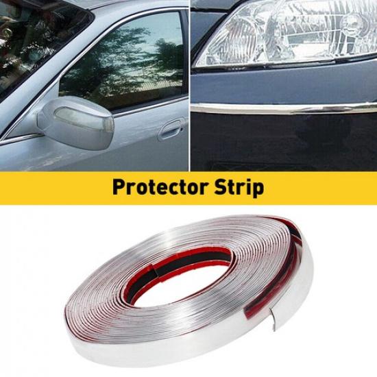 3/4  Chrome Trim Molding Strip Car Door Window Bumper Protect Embellish & 16Ft